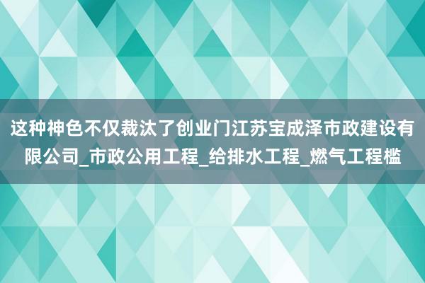 这种神色不仅裁汰了创业门江苏宝成泽市政建设有限公司_市政公用工程_给排水工程_燃气工程槛